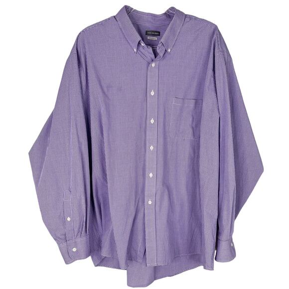 Van Heusen Button Down Shirt Regular Fit Purple White Check 2XL - Picture 1 of 8